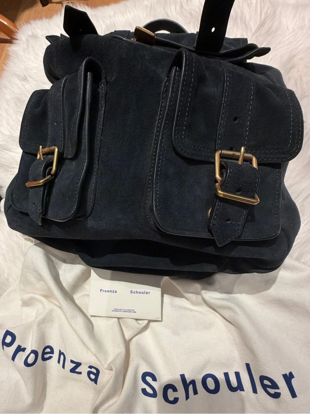 Proenza Schouler PS1 Navy Suede Backpack NWT $1995 Retail